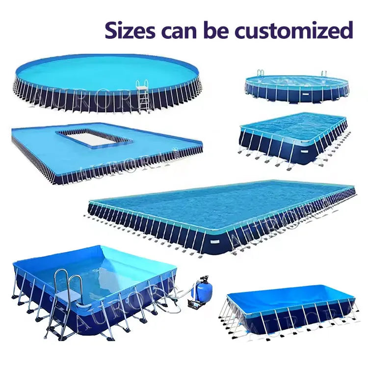 Large Above Ground Steel Pool Rectangular - Metal Frame Swimming Pool with PVC Liner | Premium Above Ground Pool Set