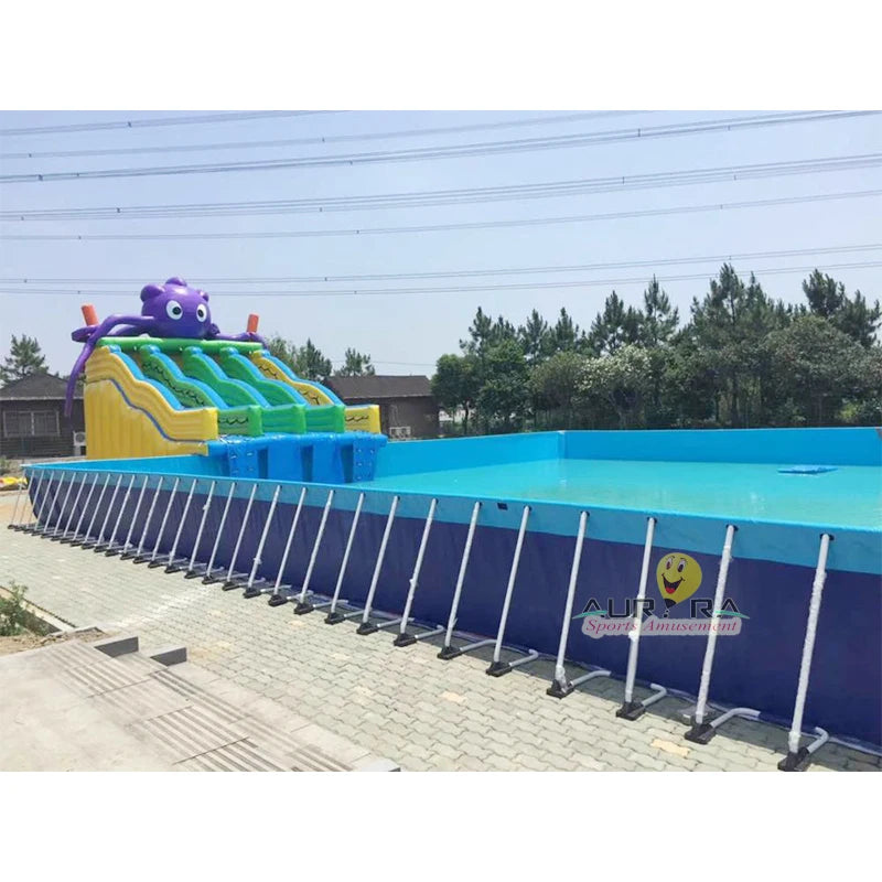 Large Above Ground Steel Pool Rectangular - Metal Frame Swimming Pool with PVC Liner | Premium Above Ground Pool Set