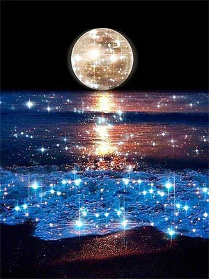 AZQSD 2024 Moon Seaside Landscape Diamond Painting Kit – Full Square/Round Drill Night Scenery Embroidery Mosaic Art for Home Decor