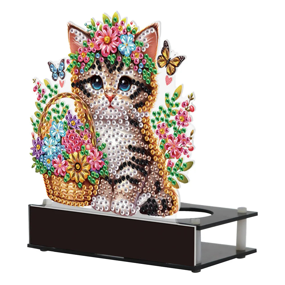 Flower Puppy Diamond Painting Candle Holder – Cute Desktop Tealight Ornament for Home Decor & Aromatherapy