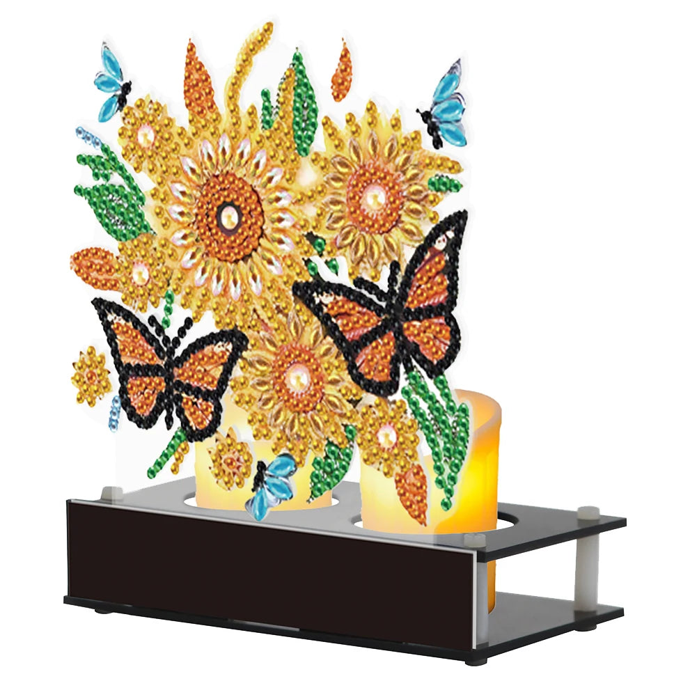 Flower Puppy Diamond Painting Candle Holder – Cute Desktop Tealight Ornament for Home Decor & Aromatherapy