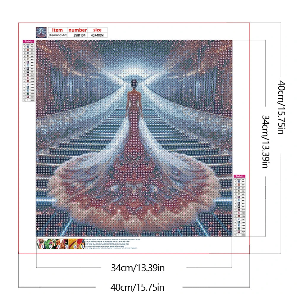 40x40cm 5D DIY Seaside Girl Diamond Painting Kit – Full Drill Square & Round Mosaic Cross Stitch Art for Home Wall Décor