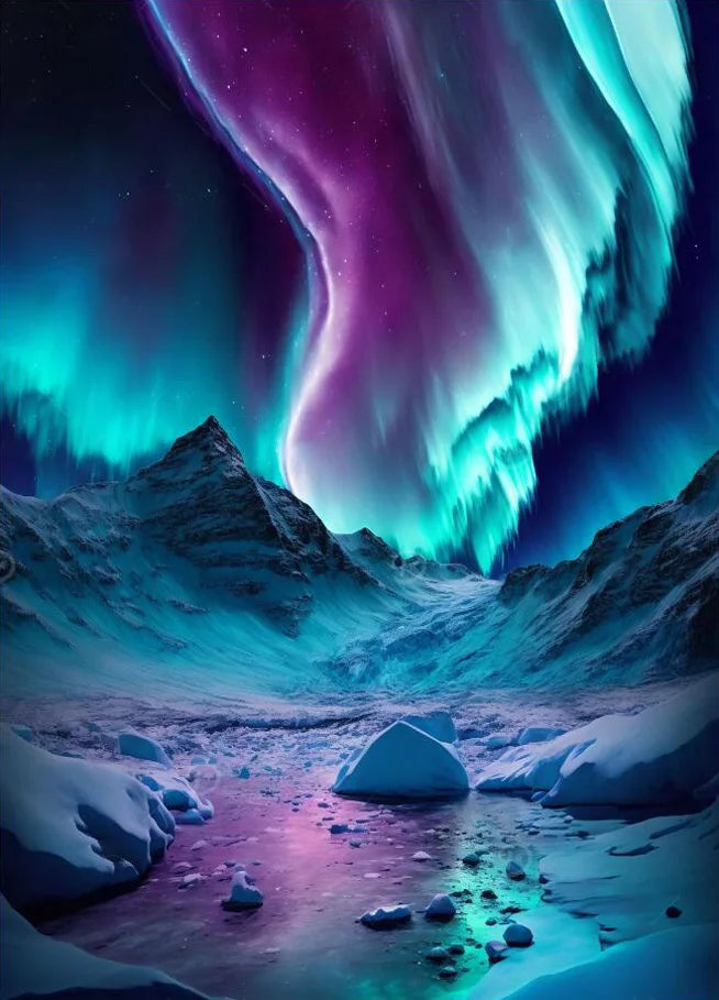 5D Diamond Painting Aurora Landscape Kit – Full Round Drill Mosaic Embroidery with Rhinestones for DIY Home Decoration & Gift