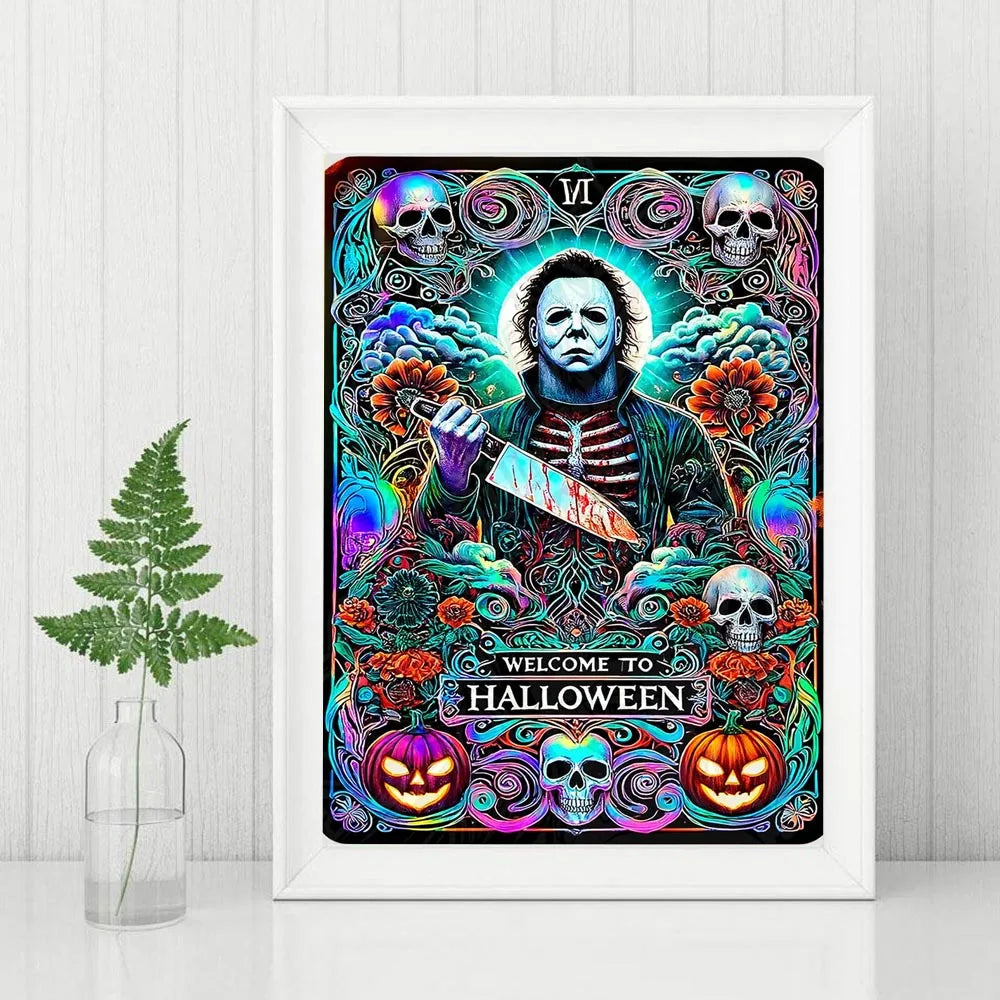 Halloween Horror Killer Diamond Painting Kit – 5D Full Drill DIY Embroidery Mosaic Art with Rhinestones for Home Decoration