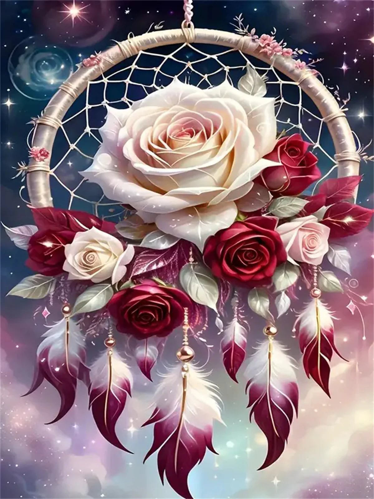 Evershine Dream Catcher Diamond Painting Kit – Full Square Drill Flower Mosaic Embroidery Wall Art with Rhinestones