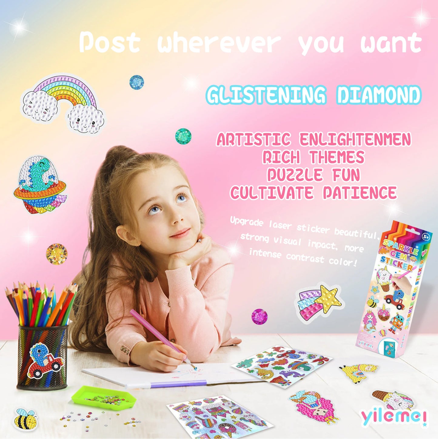 Cartoon DIY Diamond Painting Kit for Girls – Unicorn, Mermaid & Cute Animal Designs | Fun Handicraft Gift for Kids
