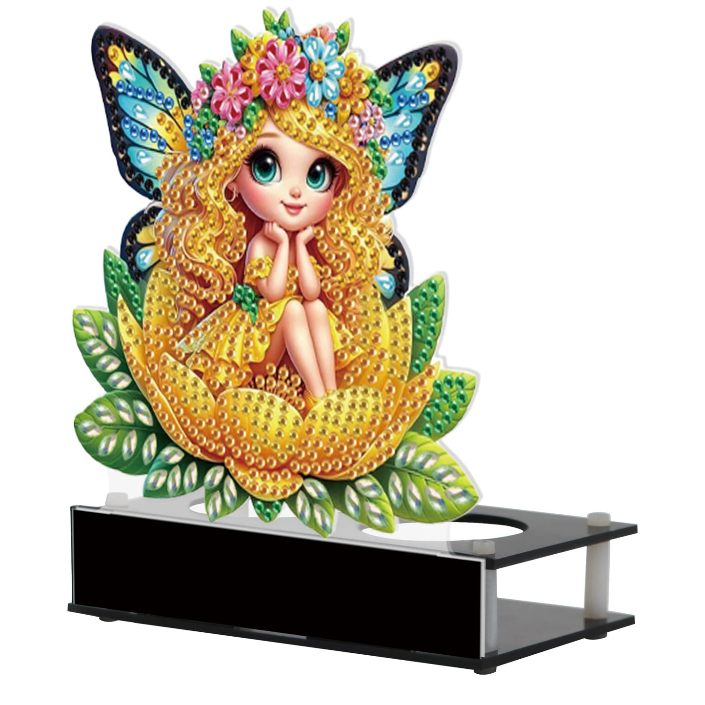 Flower Puppy Diamond Painting Candle Holder – Cute Desktop Tealight Ornament for Home Decor & Aromatherapy