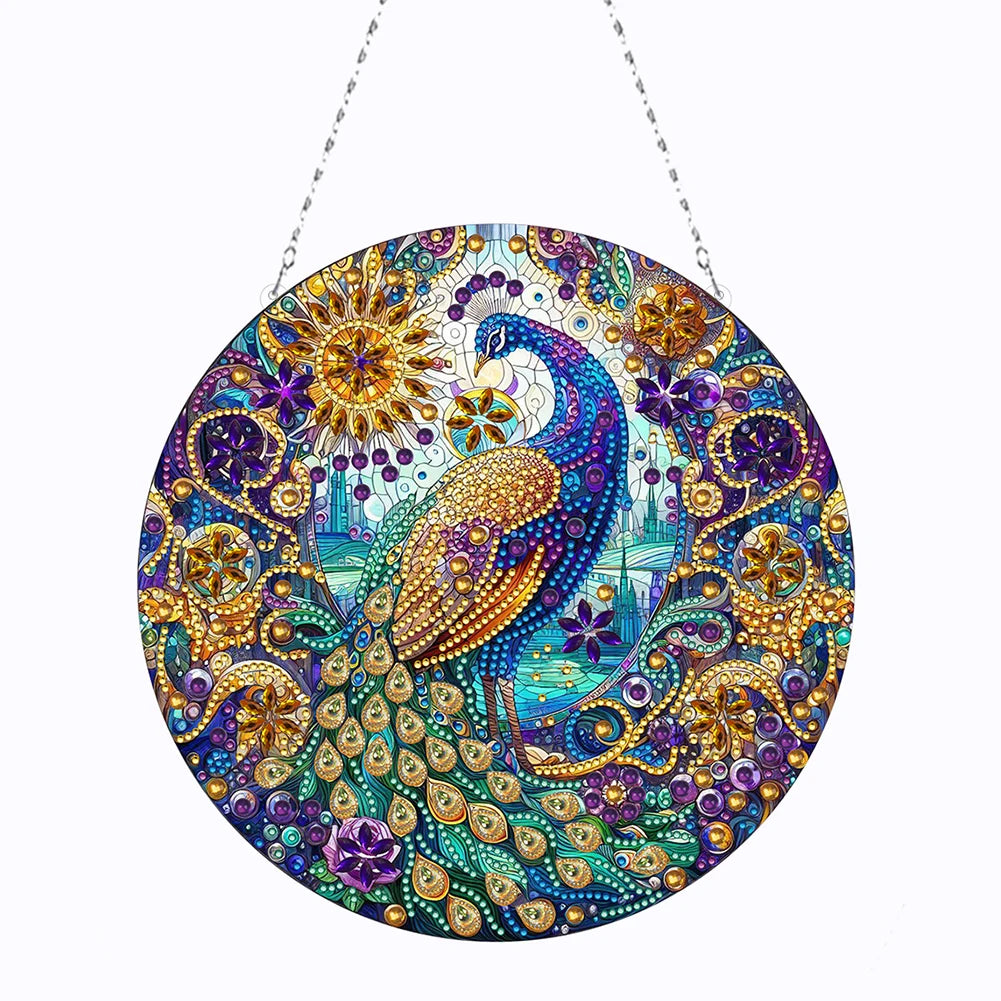 5D DIY Diamond Painting Hanging Pendants – Double-Sided Special Shape Bee, Owl & Peacock Suncatcher Ornaments for Wall & Window Décor