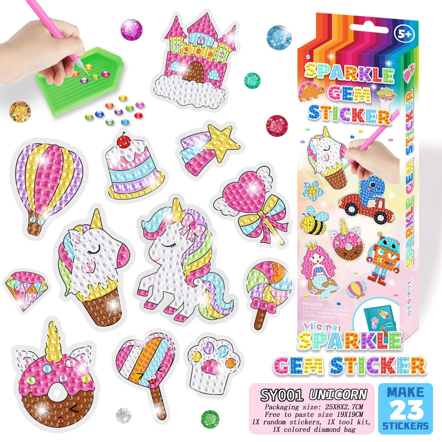 Cartoon DIY Diamond Painting Kit for Girls – Unicorn, Mermaid & Cute Animal Designs | Fun Handicraft Gift for Kids