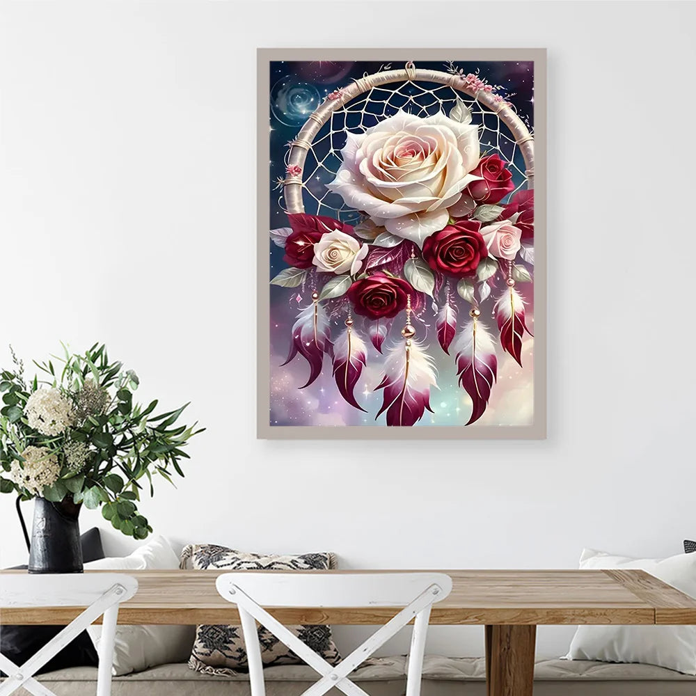 Evershine Dream Catcher Diamond Painting Kit – Full Square Drill Flower Mosaic Embroidery Wall Art with Rhinestones