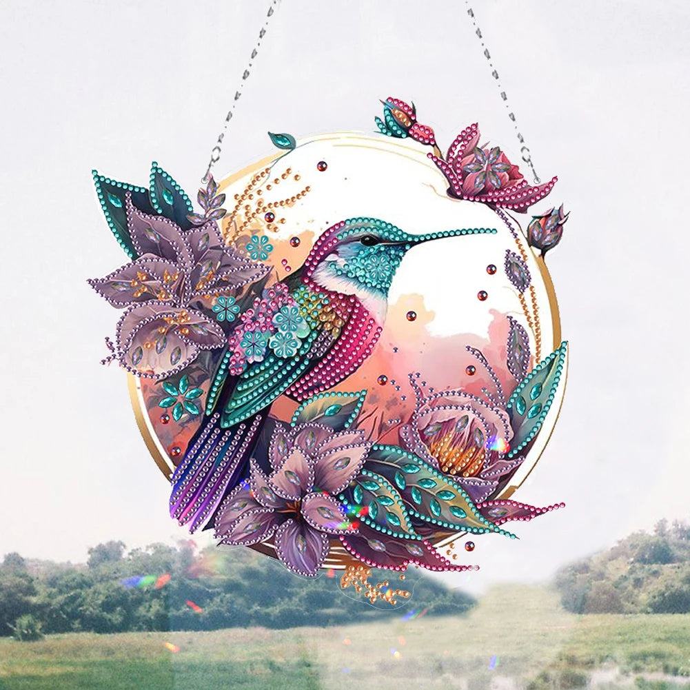 5D DIY Diamond Painting Hanging Pendants – Double-Sided Special Shape Bee, Owl & Peacock Suncatcher Ornaments for Wall & Window Décor