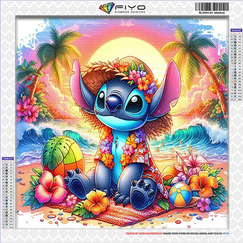 30x30cm Lilo & Stitch Diamond Painting Kit – Full Drill Mosaic Embroidery Art with Rhinestones | DIY Cross Stitch Craft for Home Decor