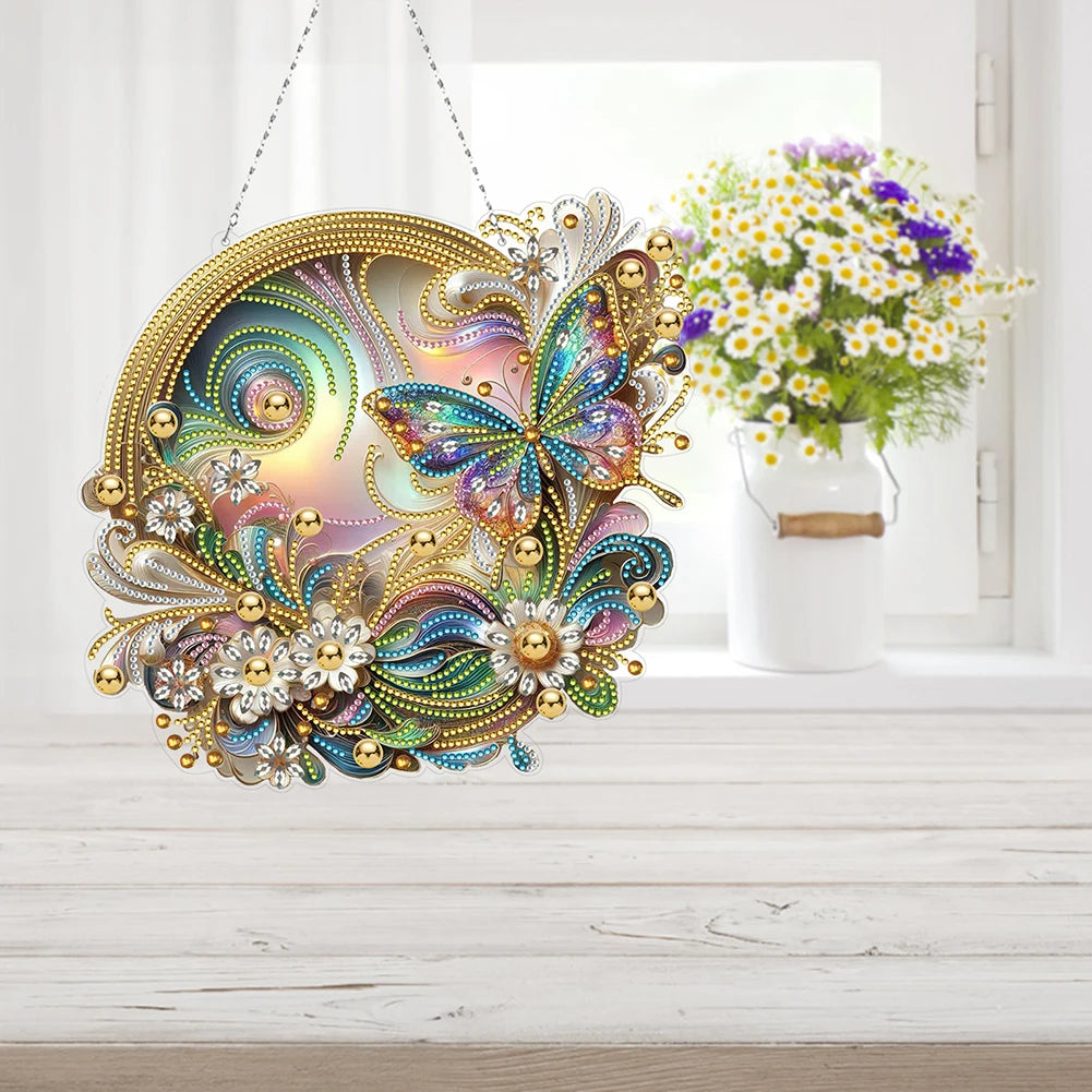 5D DIY Diamond Painting Hanging Pendants – Double-Sided Special Shape Bee, Owl & Peacock Suncatcher Ornaments for Wall & Window Décor
