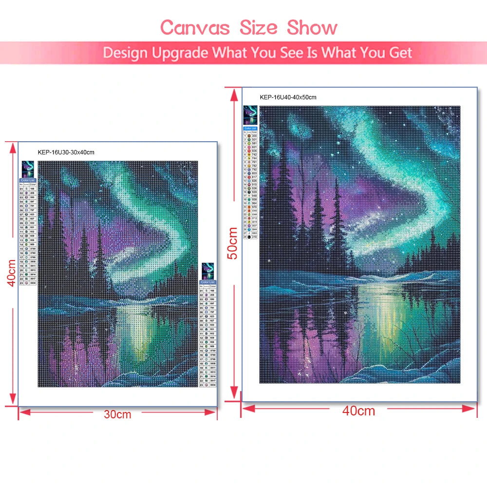 5D Diamond Painting Aurora Landscape Kit – Full Round Drill Mosaic Embroidery with Rhinestones for DIY Home Decoration & Gift