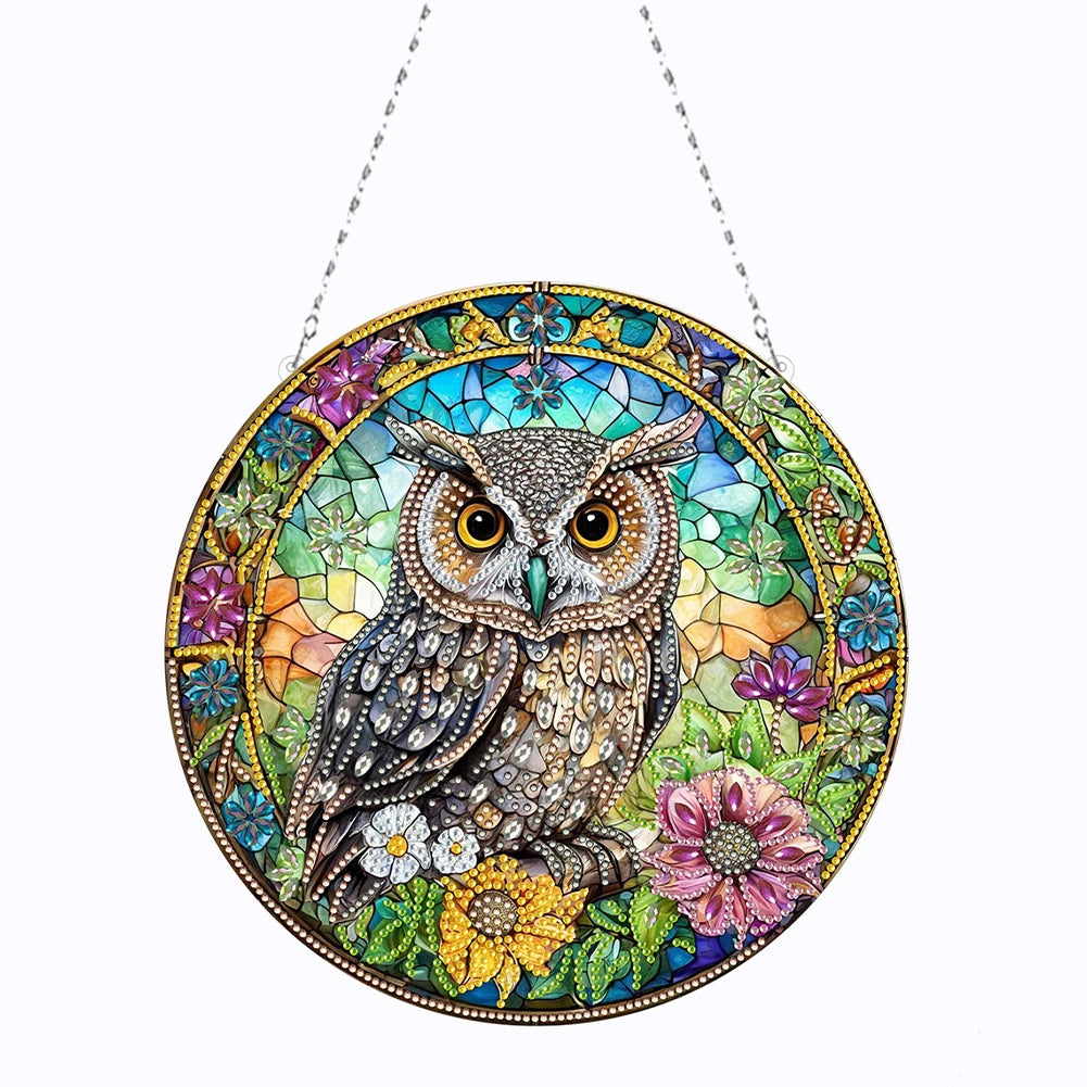 5D DIY Diamond Painting Hanging Pendants – Double-Sided Special Shape Bee, Owl & Peacock Suncatcher Ornaments for Wall & Window Décor