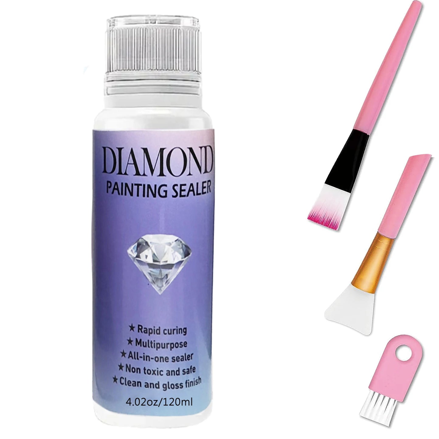 Diamond Painting Sealer – 60ML/120ML/200ML with 3 Brushes | Permanent Hold & Gloss Finish Glue for Diamond Art, Puzzles & Crafts