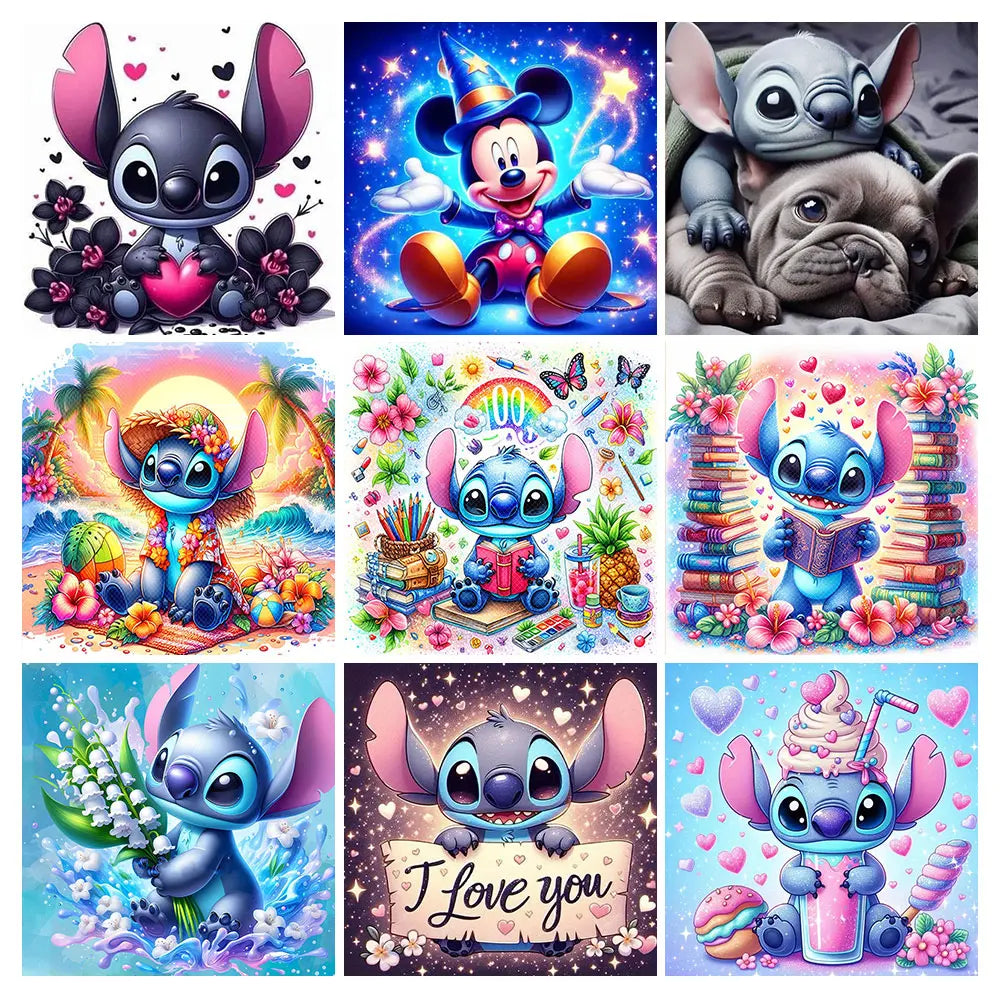 30x30cm Lilo & Stitch Diamond Painting Kit – Full Drill Mosaic Embroidery Art with Rhinestones | DIY Cross Stitch Craft for Home Decor