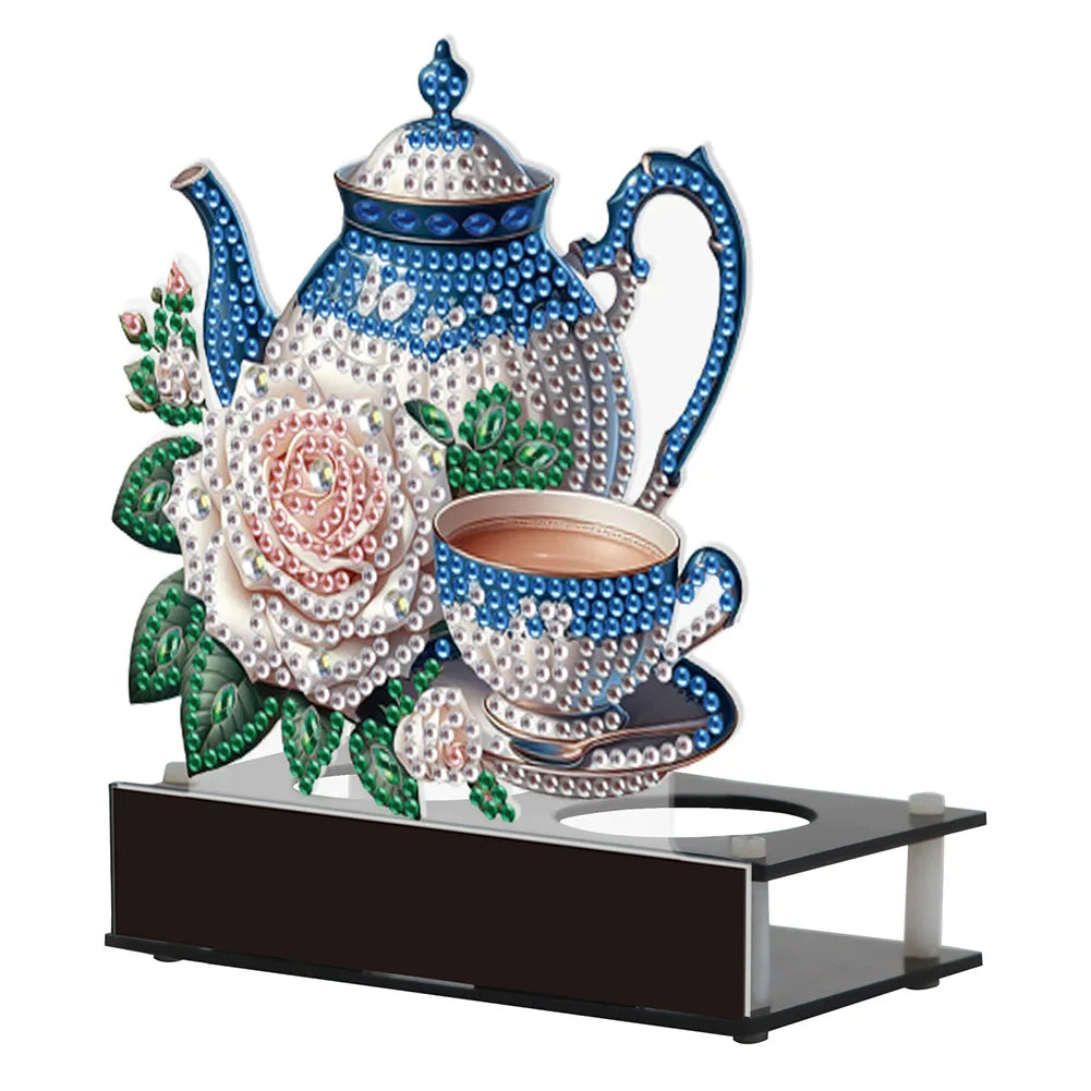 Flower Puppy Diamond Painting Candle Holder – Cute Desktop Tealight Ornament for Home Decor & Aromatherapy