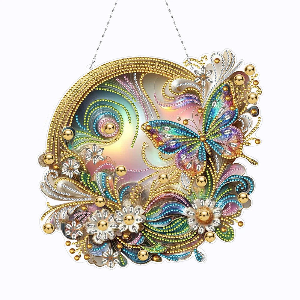 5D DIY Diamond Painting Hanging Pendants – Double-Sided Special Shape Bee, Owl & Peacock Suncatcher Ornaments for Wall & Window Décor