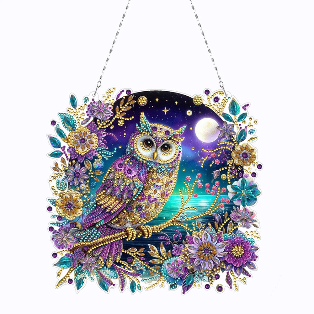 5D DIY Diamond Painting Hanging Pendants – Double-Sided Special Shape Bee, Owl & Peacock Suncatcher Ornaments for Wall & Window Décor