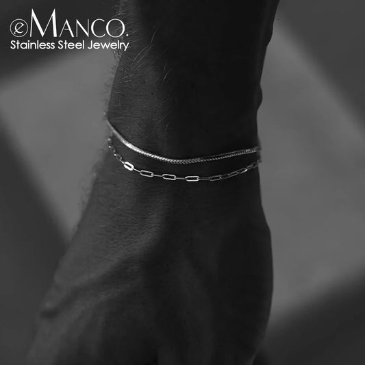 eManco Men’s Stainless Steel Paperclip Chain Bracelet – Adjustable Fashion Gift