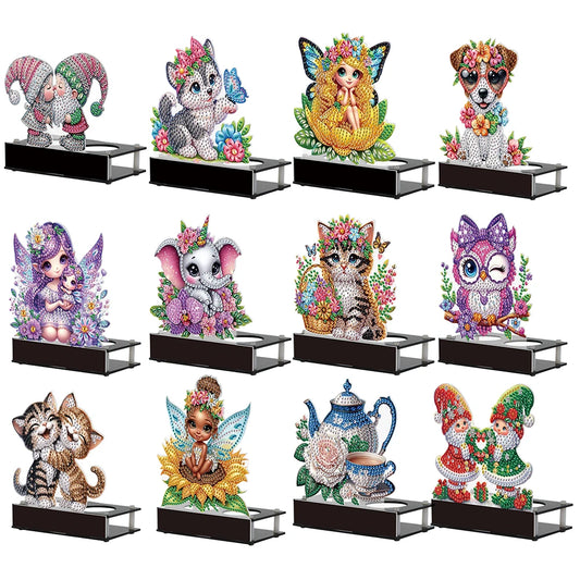 Flower Puppy Diamond Painting Candle Holder – Cute Desktop Tealight Ornament for Home Decor & Aromatherapy