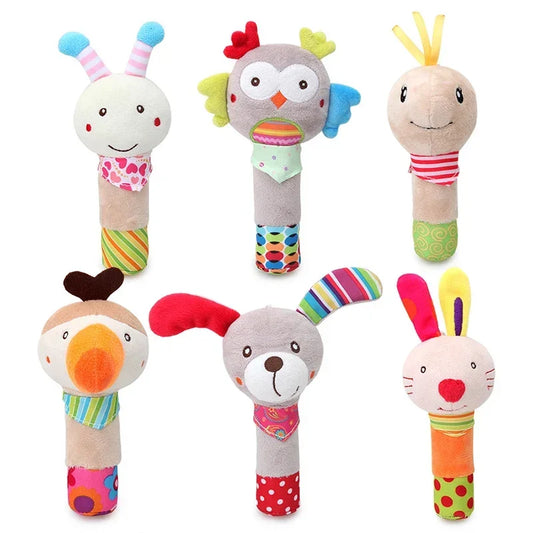 New Baby Animal Hand Bell Rattle – Soft Plush Educational Toy for Newborns, 0-12 Months – Cute Rattle Mobiles with Bell for Infant Development