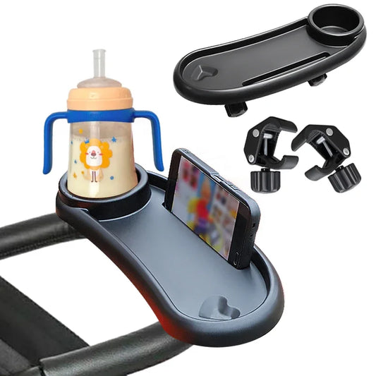 3-in-1 Baby Stroller Tray – Universal Snack Table, Phone Stand & Bottle Holder for Toddlers & Infants – Stroller Accessory for Boys & Girls