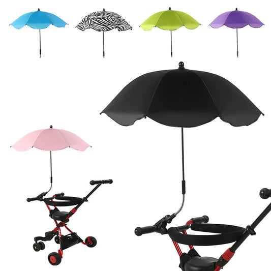 UV Protection Baby Stroller Umbrella – Adjustable, Rainproof & Rust-Free Cover, Flexible Bendable Arm, Universal Fit for Prams & Pushchairs