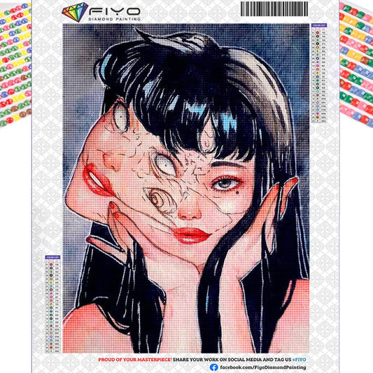 5D Anime Horror Girl Diamond Painting Kit – 30x40cm Full Round Drill DIY Embroidery Mosaic Art for Home Decor
