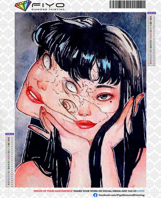 5D Anime Horror Girl Diamond Painting Kit – 30x40cm Full Round Drill DIY Embroidery Mosaic Art for Home Decor
