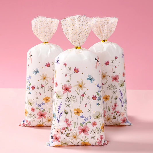Spring Floral Wildflower Gift Bags – Birthday, Wedding, Baby Shower, and Party Favor Bags for Kids & Adults | Reusable Candy & Gift Bags