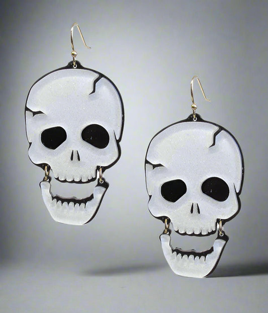 Halloween Theme Skull Skeleton Earrings - Gothic Statement Jewelry | Spooky Holiday Accessories | Unique Halloween Costume Earrings